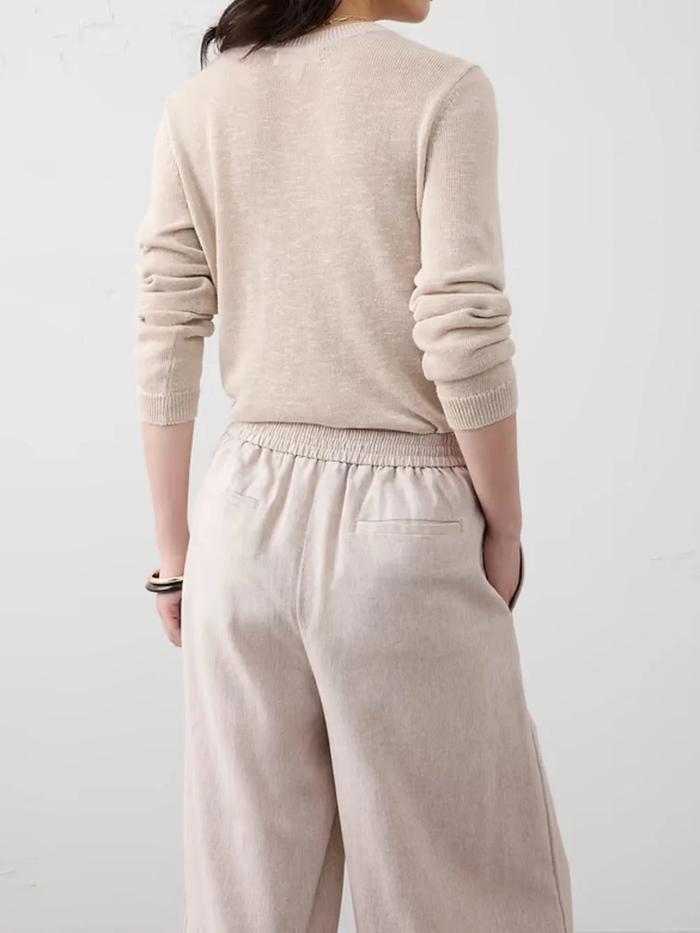 Banana Republic Factory ANYDAY WIDE-LEG HIGH-RISE LINEN-BLEND CROPPED PANT L